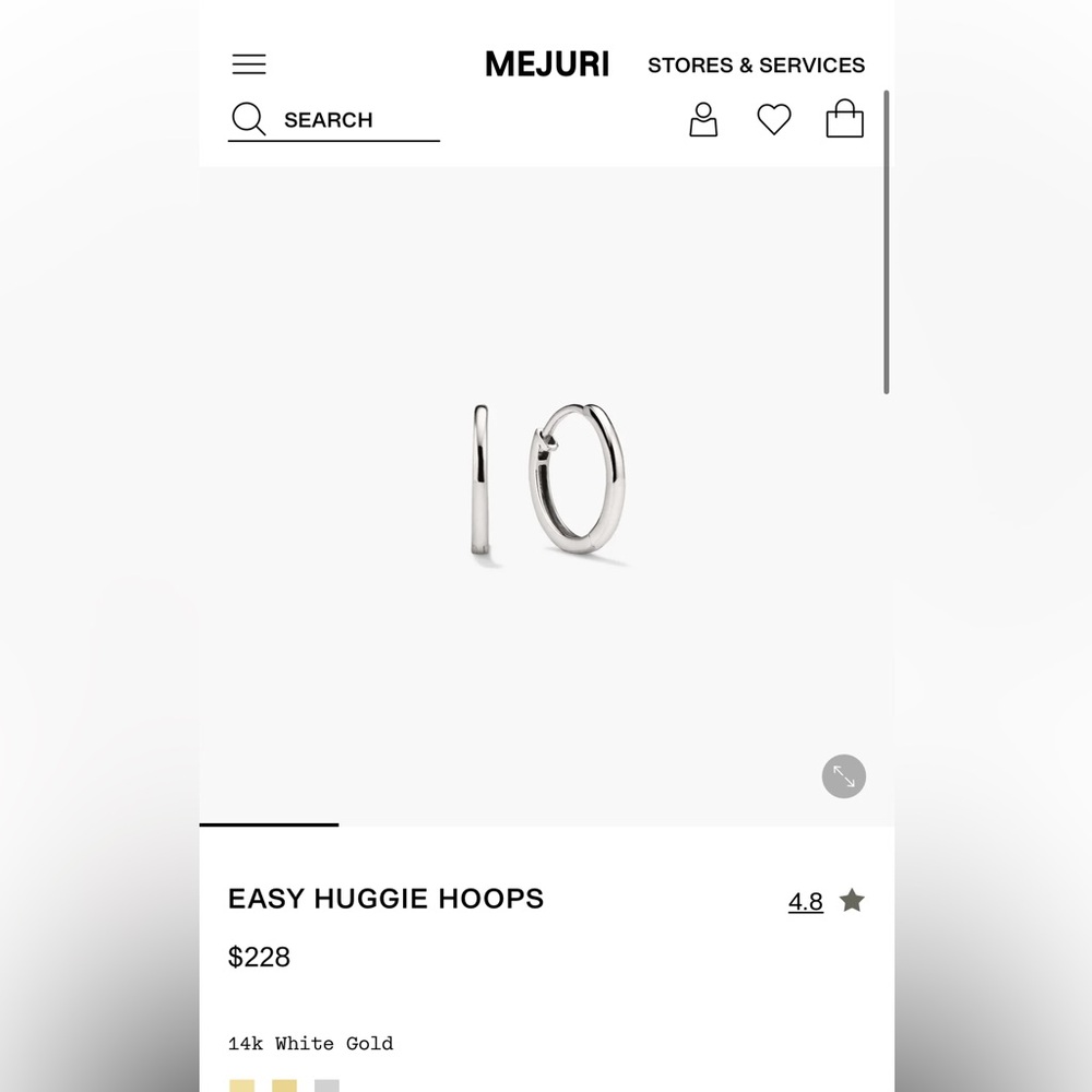 Mejuri 14k white gold Easy Huggie Hoop Earrings